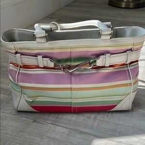 Coach Hampton Multicolor Stripe Tote